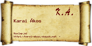Karai Ákos névjegykártya